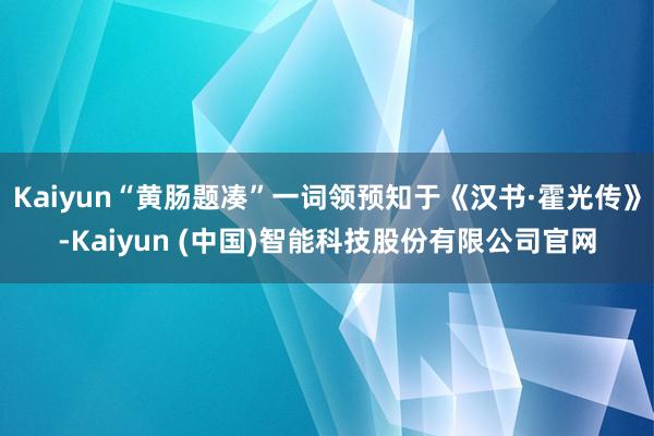 Kaiyun“黄肠题凑”一词领预知于《汉书·霍光传》-Kaiyun (中国)智能科技股份有限公司官网