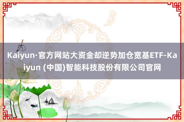 Kaiyun·官方网站大资金却逆势加仓宽基ETF-Kaiyun (中国)智能科技股份有限公司官网